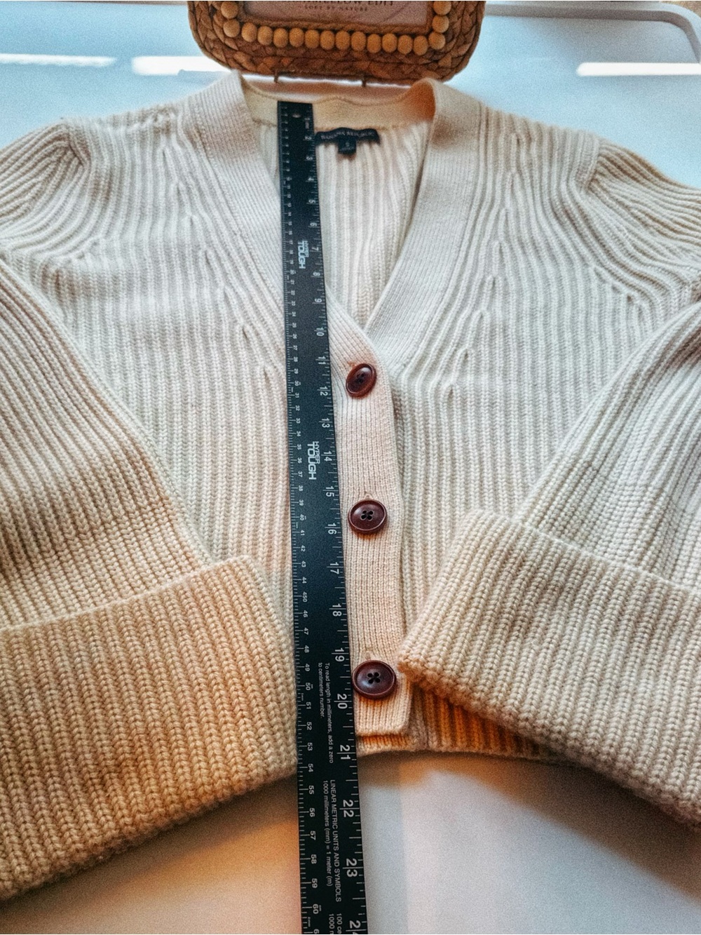 π€ Banana Republic Ivory Cashmere Merino Rib Knit Cardigan S - Picture 3 of 11